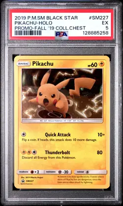 2019 POKEMON SM BLACK STAR PROMO PIKACHU #SM227 PSA 5 EX #128885258 - Image 1