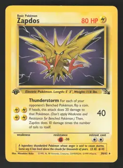 Zapdos 30/62 1st Edition Pokemon Fossil - Image 1