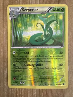 Pokemon TCG Serperior 7/124 Reverse Holo Rare Fates Collide DMG - Image 1