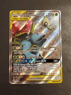 Pokemon TCG Celebi & Venusaur GX SM167 Sun & Moon Promo Tag Team Holo Ultra Rare - Image 1