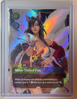Riftbound Ahri Nine Tailed Fox Legend English card 255/298 Prerelease Promo - Image 1
