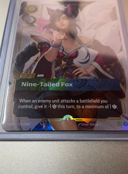 Riftbound Ahri Nine Tailed Fox Legend English card 255/298 Prerelease Promo - Image 3