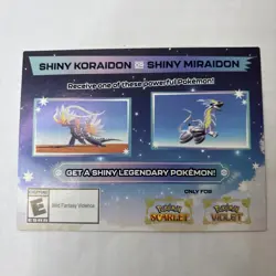 Brand NEW Shiny Koraidon & Miraidon Pokemon Scarlet Violet Code Card - Gamestop - Image 1