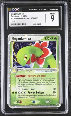 CGC 9 MINT Meganium ex 2005 EX Unseen Forces 106/115 Holo Pokemon Card - Image 1