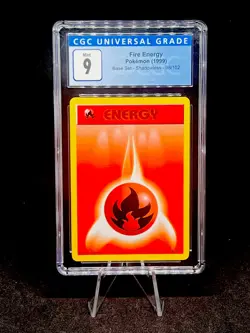 CGC 9 Mint Fire Energy Base Set Shadowless 98/102 1999 Pokemon Card - Image 1