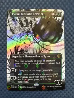 MTG Tyvar, Jubilant Brawler Borderless Step-and-Compleat Foil Phyrexia (ONE) NM - Image 1