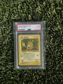 Pokemon TCG Raichu Fossil Holo PSA 6 NM Unlimited Holo Rare Card 14/62 - Image 1