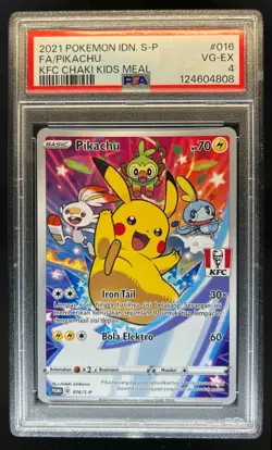2021 Pokemon IDN S-P Pikachu Full Art KFC Chaki Kids Meal #016/S-P PSA 4 VG-EX - Image 1