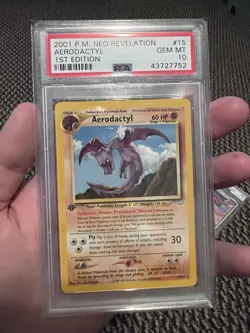 PSA 10 Pokemon 2001 Neo Revelation Aerodactyl 1st Edition #15 POP 133 - Image 1