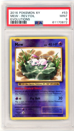 2016 Pokemon TCG XY Evolutions MEW Reverse Holo 53/108 PSA 9 Rev. Foil - Image 1