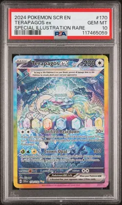 2024 Pokemon SCR en #170/142 Terapagos EX Special Illustration Rare PSA 10 - Image 1