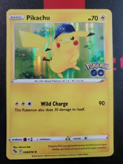 Pokemon TCG | Pikachu | Pokemon GO stamped | N0.025 | 028/078 Holographic Rare ! - Image 1