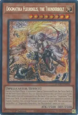 YuGiOh Dogmatika Fleurdelis, the Thunderbolt Secret Rare 1st Edition NM (DOOD) - Image 1