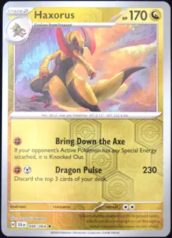 Pokemon TCG Haxorus 046/064 2024 Shrouded Fable Reverse Holo Rare Card - NM - Image 1