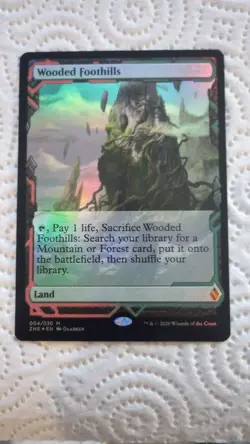 Zendikar Rising Expeditions Foil Wooded Foothills Card NM MTG Magic - Image 1