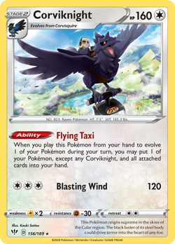 Corviknight 156/189 Rare Holo | Darkness Ablaze | Pokemon Card - Image 1