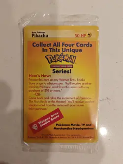 Sealed Pikachu Pokemon The First Movie WB Promo Black Star 1999 Card New - Image 1