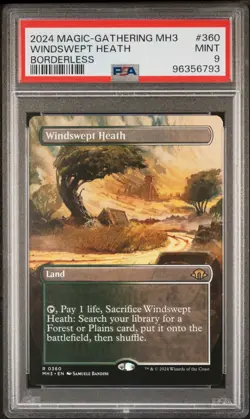 MTG Windswept Heath Borderless Modern Horizons 3 (MH3) Rare Card #360 PSA 9 Mint - Image 1