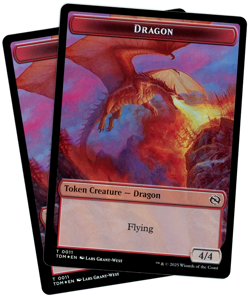x2 Dragon (0011) / Warrior Double-Sided Token (Foil) - 0011/0013 - Tarkir - NM - Image 1