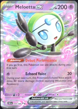 Pokemon TCG Meloetta ex 044/086 2025 Black Bolt Double Rare Card - NM - Image 1