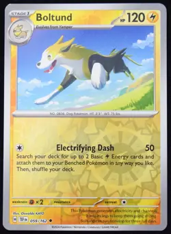 Pokemon TCG Boltund 059/162 Temporal Forces Reverse Holo Uncommon Card - LP - Image 1