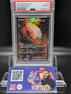 2016 POKEMON XY BREAKPOINT #118 FULL ART/DARKRAI EX PSA 8 - Image 1