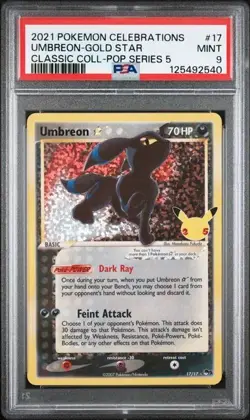 2021 POKEMON TCG CELEBRATIONS CLASSIC COLLECTION #17 UMBREON GOLD STAR PSA 9 - Image 1