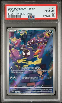 2024 POKEMON TEF EN-TEMPORAL FORCES ILLUSTRATION RARE #177 GASTLY PSA 10 - Image 1
