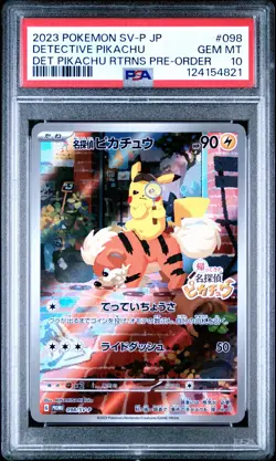 2023 POKEMON JPN SV-P PROMO #098 DETECTIVE PIKACHU PSA 10 - Image 1