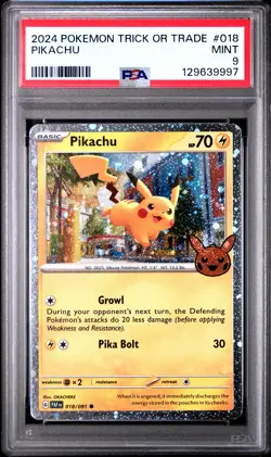 2024 POKEMON TRICK OR TRADE #018 PIKACHU PSA 9 - Image 1