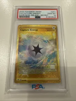 Pokemon TCG Capture Energy Darkness Ablaze 201/189 Holo Secret Rare PSA 10 T714 - Image 1