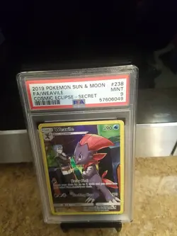 2019 Pokemon Sun &Moon Fa/Weavile Cosmic Eclipse Secret Psa 9 - Image 1
