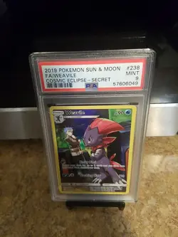 2019 Pokemon Sun &Moon Fa/Weavile Cosmic Eclipse Secret Psa 9 - Image 2