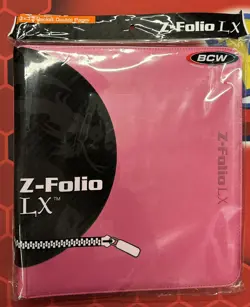 BCW Pink Gaming Card Z-Folio Zippered LX Leatherette Album with 12 Pocket Pages - Image 1