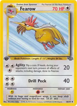 Fearow 36/64 Uncommon Jungle 1st Edition Non Holo Pokemon Card - Image 1