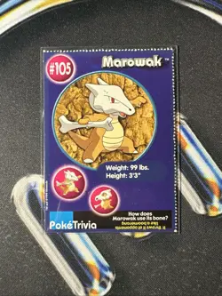 Marowak 1999 Original 151 Pokemon Burger King PokeTrivia Trading Card #105 - Image 1
