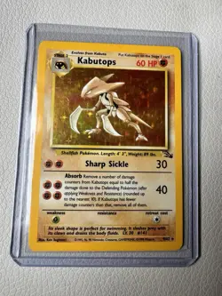 Pokemon TCG Kabutops Holo Rare Card 9/62 Fossil Unlimited 1999 Vintage - Image 1