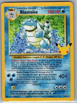 Blastoise 2/102 Holo Celebrations: Classic Collection - Pokemon Card - LP - Image 1