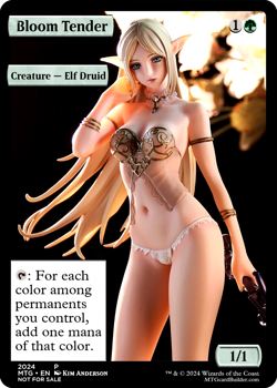 BLOOM TENDER : MTG altered-art magic card : with Sexy, BUSTY ELVEN DOLL! - Image 1