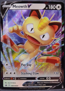Meowth V SWSH004 Sword & Shield Promo Pokemon Pokemon Card English Near Mint - Image 1