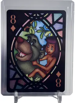 Baloo & Mowgli 2021 Tenyo Disney Stained Glass Playing Card W/Top Loader - Image 1