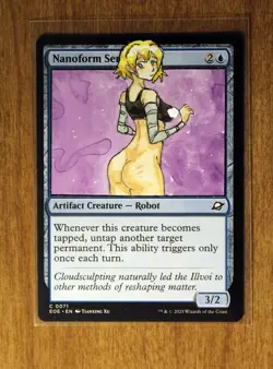 Nanoform Sentinel Altered Art Hand Painted MTG Magic the Gathering Anime Girl - Image 1