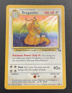 Pokemon TCG Dragonite Fossil #4/62 Holo Unlimited Rare 1999 WOTC Vintage English - Image 1