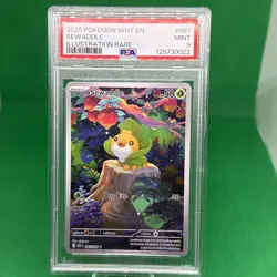 2025 POKEMON WHT EN-WHITE FLARE ILLUSTRATION RARE #087 SEWADDLE PSA 9 - Image 1