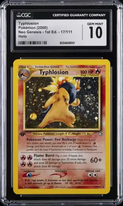 2000 POKEMON NEO GENESIS 1ST EDITION TYPHLOSION CGC 10 - Image 1