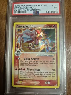 2006 POKEMON EX HOLON PHANTOMS GOLD STAR #102 GYARADOS-HOLO PSA 7 - Image 1