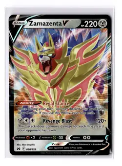 Zamazenta V - 098/159 Sword & Shield Crown Zenith Ultra Rare - NM - POKEMON TCG - Image 1