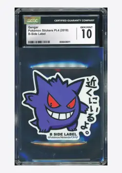 Pokemon CGC 10 GEM MINT Gengar B-Side Label 2019 Stickers Pt.4 Japanese #1 - Image 1