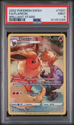 2022 POKEMON SWORD & SHIELD BRILLIANT STARS #TG01/TG30 FULL ART/FLAREON PSA 9 - Image 1