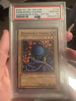 2002 Yu-Gi-Oh! Darkworld Thorn Legend Of Blue Eyes LOB 1st Edition Common PSA 10 - Image 1